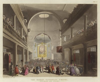 A capela católica romana de Pugin and Rowlandson