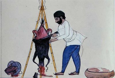 Açougueiro, c.1890 (aguarela sobre papel) de Punjabi School