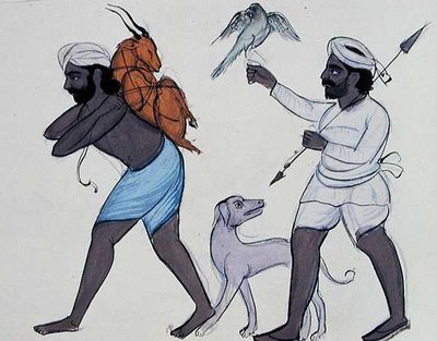 Hunters, c.1890 (aguarela sobre papel) de Punjabi School