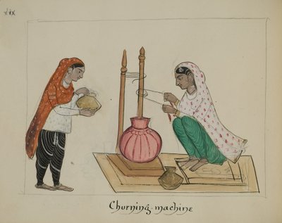 Duas mulheres com uma máquina de agitação de Punjabi School