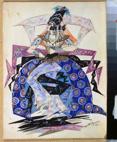 Desenho de trajes para o ballet Petrushka de Igor Stravinsky (1882-1971). Desenho de Pyotr Boborykin (Piotr Boborykine) (1836-1921). Aguarela e lápis sobre papel, 35,6 x 26,5 cm de Pyotr Boborykin