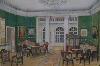 Cenário para a ópera Eugene Onegin por P. Tchaikovsky, 1900 de Pyotr Borisovich Lambin