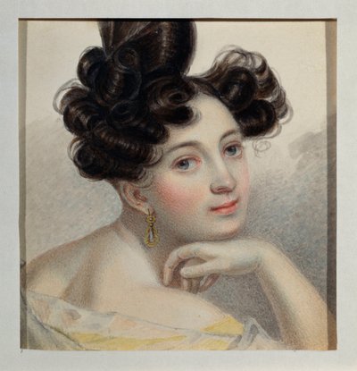 Retrato da Condessa Glafira de Balmen. Trabalho de Pyotr (Piotr) Fyodorovich Sokolov (Peter Sokolov) (1791-1848), aguarela sobre papel, ca. 1828. Arte russa de Pyotr Fyodorovich Sokolov