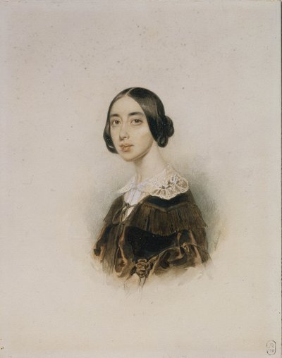 Retrato da cantora e compositora Michelle Pauline Viardot-García 1821-1910, 1843-1845 de Pyotr Fyodorovich Sokolov