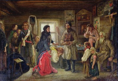 Antes do casamento, c. 1900 (óleo sobre tela) de Pyotr Ivanovich Tselebrovski