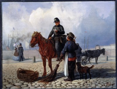 O carteiro. Pintura de Pyotr Nikolayevich Grusinsky (1837-1892), óleo sobre tela de Pyotr Nikolayevich Grusinsky