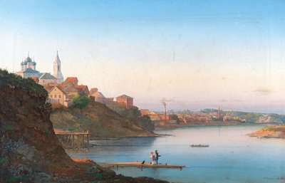 A Igreja da Dormição em Krutitsy em Moscou com o Mosteiro Simonov ao fundo, 1858. de Pyotr Sergeevich Stepanov