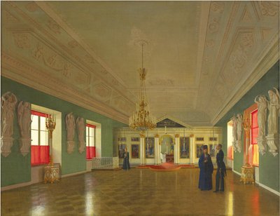 Interior da Igreja do Palácio de São Alexandre Nevsky, Palácio Anichkov, São Petersburgo, 1850. de Pyotr Vasilyevich Tutukin