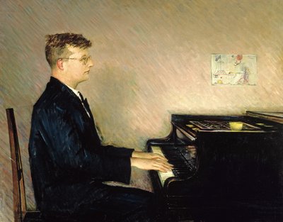 Retrato de Dmitry Shostakovitch (1906-75) 1947 (óleo sobre tela) de Pyotr Vladimirovich Willyams