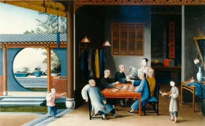 Uma cena de jantar, c.1800 (óleo sobre tela) de Qing Dynasty Chinese School