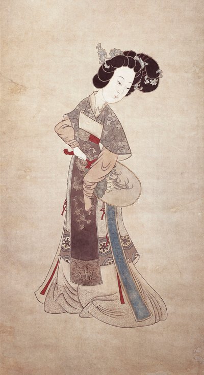 Lady of China, de Ren Shyong (pintura em seda) de Qing Dynasty Chinese School
