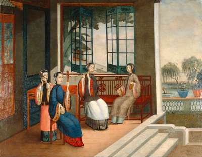Músicos, c.1800 (óleo sobre tela) de Qing Dynasty Chinese School