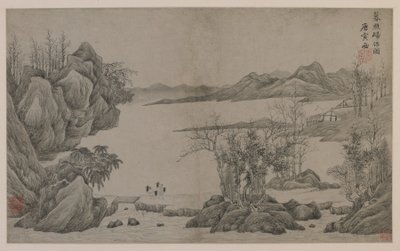 Riverscape e madeira-coletores (tinta no papel) de Qing Dynasty Chinese School