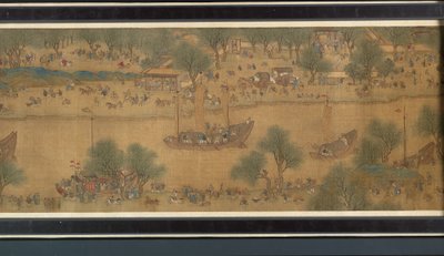 Festival da primavera no rio (detalhe), handscroll de Qing Dynasty Chinese School