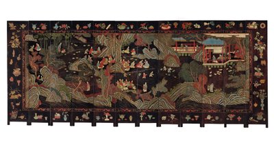Biombo de coromandel, doze vezes, século XVIII de Qing Dynasty Chinese School