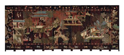Biombo de coromandel, doze vezes, século XVIII de Qing Dynasty Chinese School