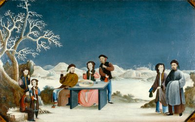 Cena de inverno com Fortaleza Distante, c.1800 (óleo sobre tela) de Qing Dynasty Chinese School