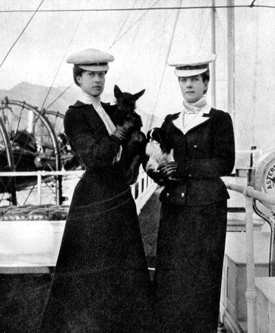 Rainha Alexandra 1844-1925 com sua filha princesa Victoria 1868-1935. 1908 de Queen Alexandra