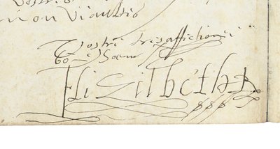 Assinatura em carta de Elizabeth I da Inglaterra a Henri IV da França, c.1596 de Queen Elizabeth I of England and