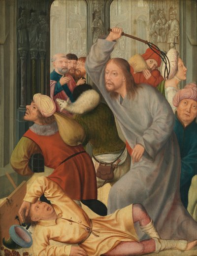Cristo a conduzir os cambistas do Templo (óleo no painel) de Quentin Massys or Matsys