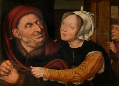 Amantes mal combinados (óleo sobre painel) de Quentin Massys or Matsys