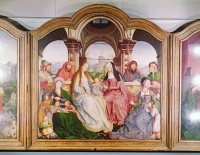 O parentesco sagrado, ou o retábulo de Santa Ana, detalhe do painel central, 1509 de Quentin Massys or Metsys