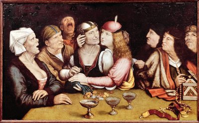 O Contrato de Casamento - Pintura de Quentin Metsys (Matsys, Massys, Matsijs) (1466-1530), óleo sobre madeira de Quentin Massys or Metsys