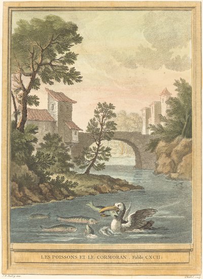 O Peixe e o Cormorant de Quentin Pierre Chedel after Jean Baptiste Oudry