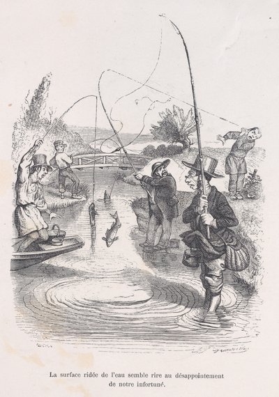 A água ondulante parece estar zombando do nosso infortúnio. das Pequenas Misérias do Humano L..., 1843. de Quichon