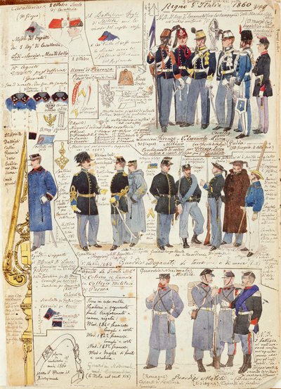 Uniformes e distintivos do Reino de Itália por Quinto Cenni, placa de cor de Quinto Cenni