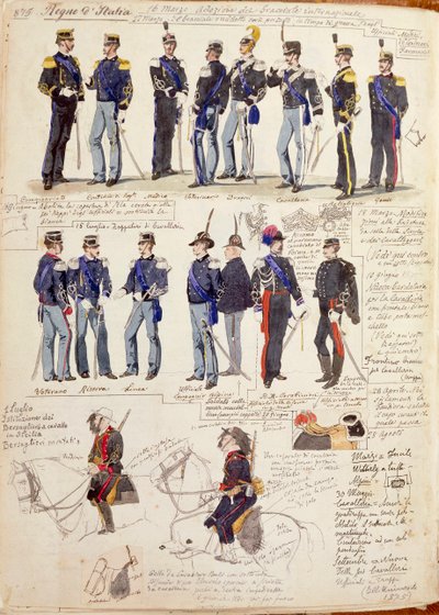 Vários uniformes do Reino de Itália por Quinto Cenni, placa de cor de Quinto Cenni