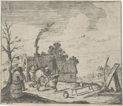 Agricultores dançantes ao som de dois músicos de Quirin Boel (possibly)