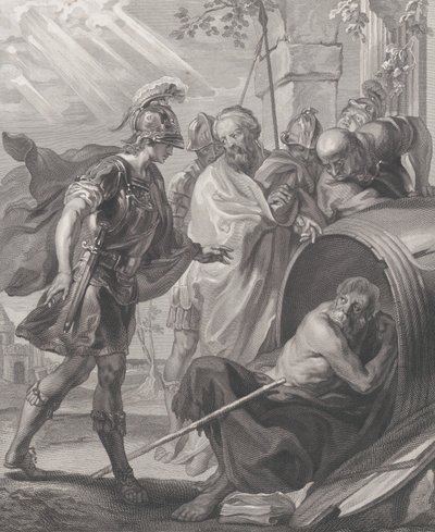 O encontro de Diógenes de Sinope e Alexandre, o Grande, 1784. de Quirin Mark