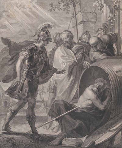 O encontro de Diógenes de Sinope e Alexandre, o Grande, 1784. de Quirin Mark