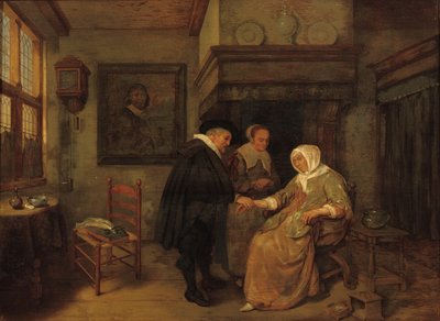 Um médico visitando uma mulher doente de Quiringh Gerritsz. van Brekelenkam
