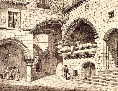 Parte da Piazza San Pellegrino, Viterbo, Itália, de 