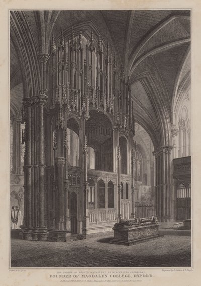 O santuário do Bispo Waynflete, fundador do Magdalen College, Oxford, na Catedral de Winchester (gravura) de R. (after) Essex