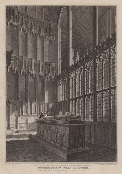 Tumba e cantaria de William of Wykeham, fundador do New College, Oxford, na Catedral de Winchester (gravura) de R. (after) Essex