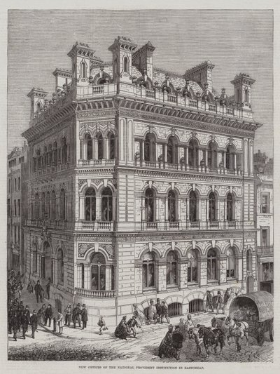 Novos escritórios da instituição nacional de previdência em Eastcheap de R. Dudley