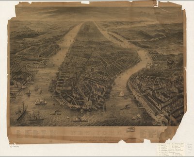 Prämie zum sechszehnten Bande des New Yorker Belletristischen [Jo]urnals. LC Panoramic maps (2ª ed.), 594,7 Disponível também no site da Library of Congress como imagem raster. Indexado para pontos de interesse. LC cópia imperfeita de R.; Peters Lexow