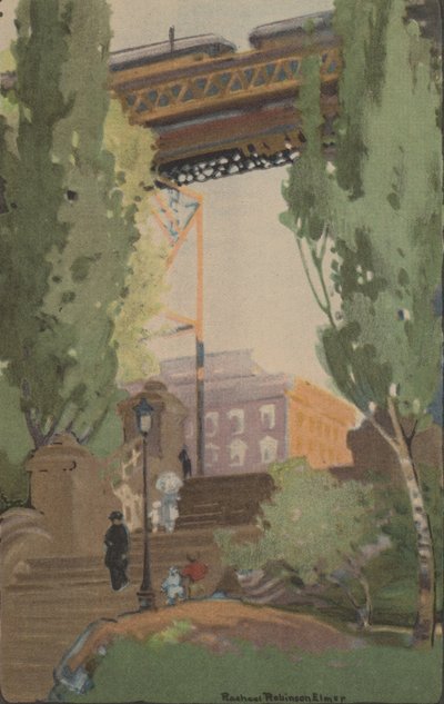 A Ferrovia Elevada na 110th Street, 1914. de Rachael Robinson Elmer