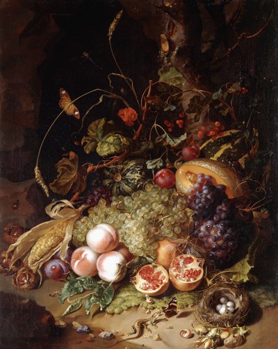 Natureza morta com frutas e insetos, de Rachel Ruysch
