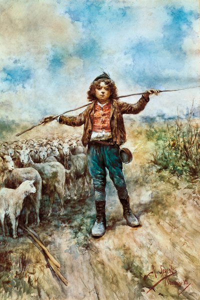 Retrato de pastor. Aquarela de Rafael Senet y Perez (1856-1926). 1882 Sevilha. Museu de Belas Artes. ©AISA/Leemage de Rafael Senet
