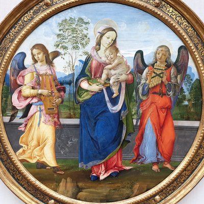 Alemão: Maria mit dem Kind und musizierenden Engeln Madonna e o Menino com dois anjos a tocar música de Raffaellino del Garbo
