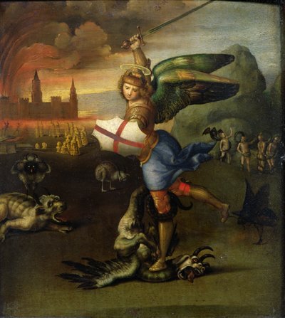 São Miguel, c.1503-05 (ver também 15971) de Raffaello Sanzio Raphael