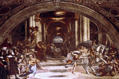 A expulsão de Heliodoro do templo, 1512-1514 de Raffaello Sanzio Raphael