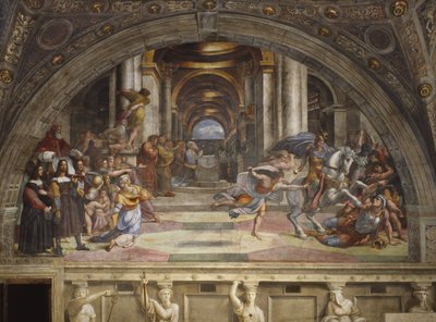 A Expulsão de Heliodoro do Templo, Stanza di Eliodoro, 1511-12 de Raffaello Sanzio Raphael