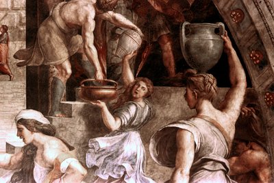 O fogo no detalhe Borgo, 1514 de Raffaello Sanzio Raphael