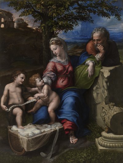 A Sagrada Família sob um Carvalho, ca 1518 de Raffaello Sanzio Raphael