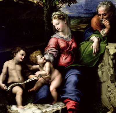 A Sagrada Família do Carvalho, c.1518 (detalhe de 56298) de Raffaello Sanzio Raphael